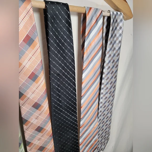 5 Geoffrey Beene ties black silver green brown tan in combos and styles